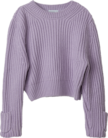 薰衣草紫袖口袋短款毛衣