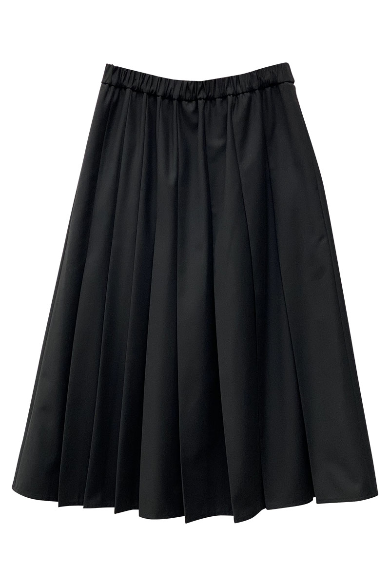 黑色不規則高腰百折裙